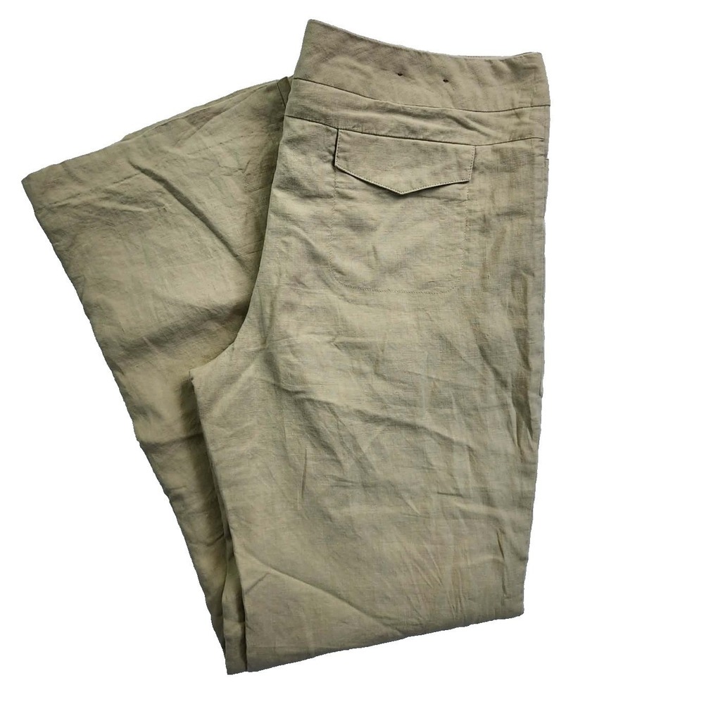 Merona Linen Wide Leg Pants Tan Beige Women 14 Casual Summer Trousers